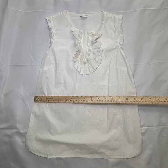 J.Crew Factory End-On-End Ruffle Front Shell in White - Size 0 - Picture 7 of 10